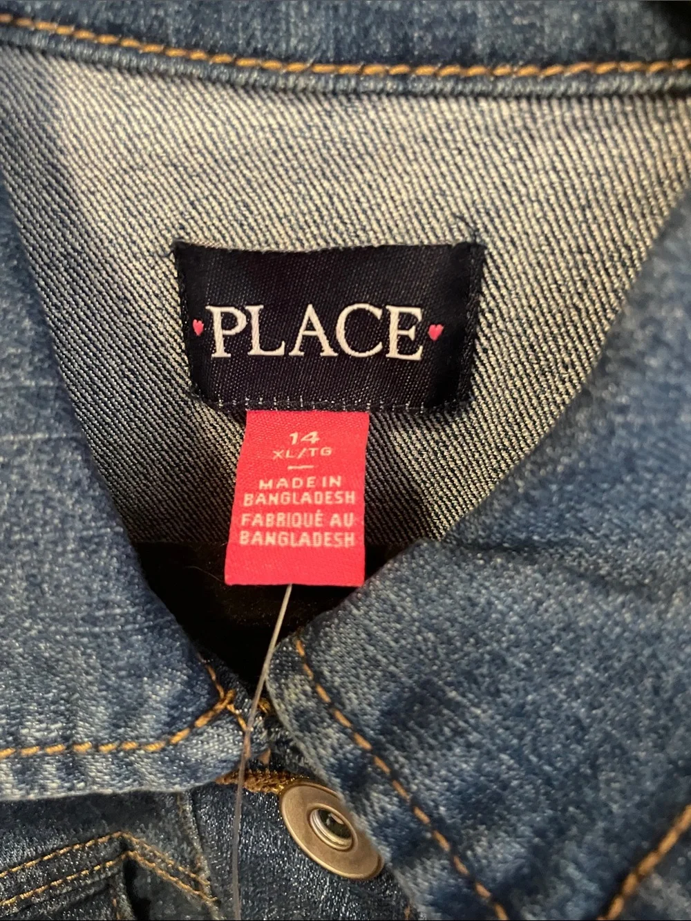 BNWT The Children's Place Dark Blue Denim Jacket Size 14 XL